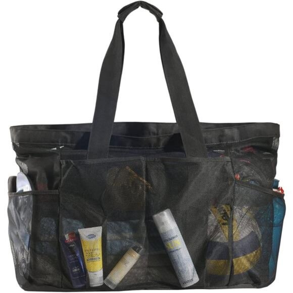 Extra Large Mesh Beach Pool Tote Bag for Family, Sandproof with Zipper - Picture 1 of 8